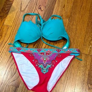 Victoria’s Secret turquoise and pink bikini